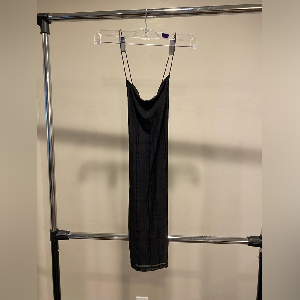 H&M black velvet detail bodycon dress